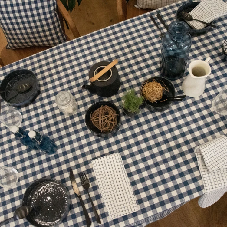 Rechteckige Tischdecke aus Vichy-Karo, 100% Baumwolle