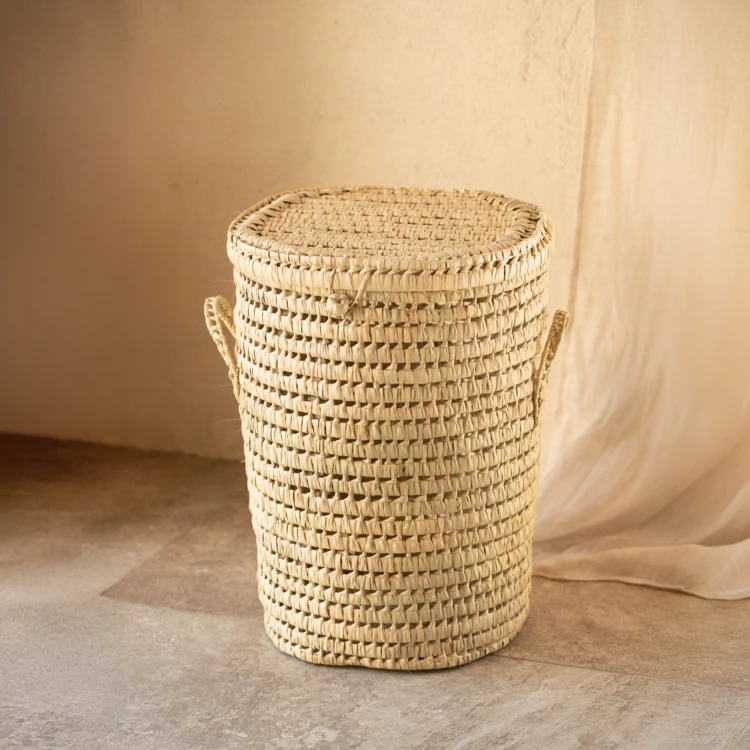 Panière à linge ronde palmier