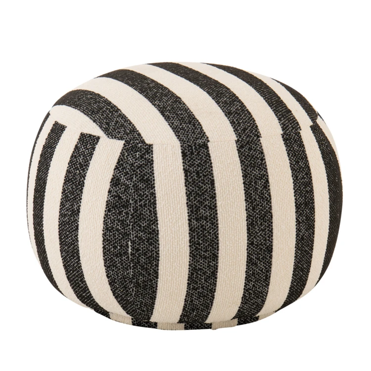 Runder Pouf aus gestreiftem Stoff