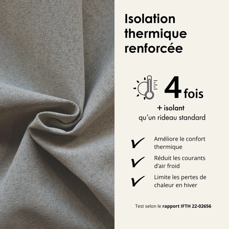 Rideau 100% occultant thermique phonique chiné