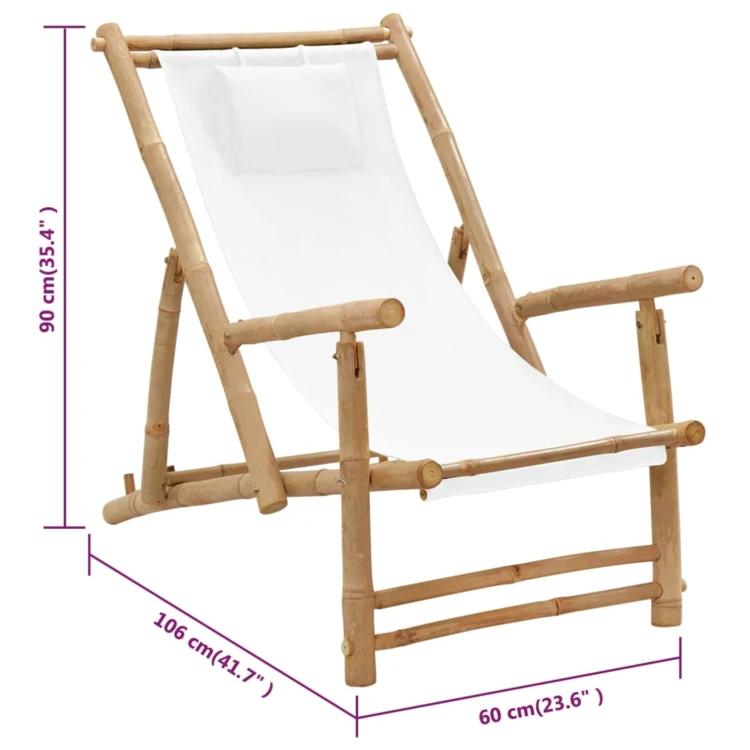 Chaise longue pliante en bambou
