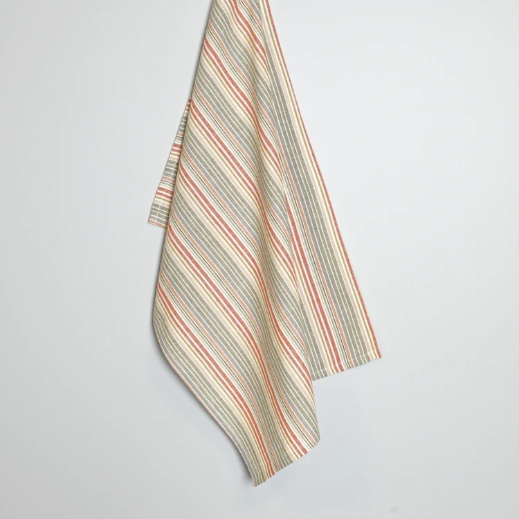 Paño de cocina de algodón con rayas tejidas