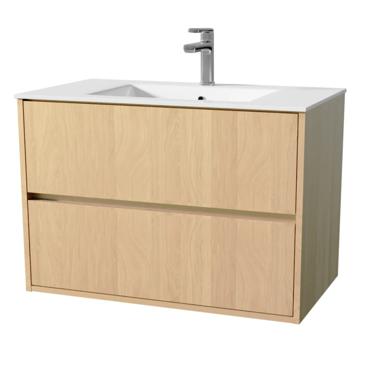 Meuble de salle de bains suspendu 2 tiroirs avec vasque