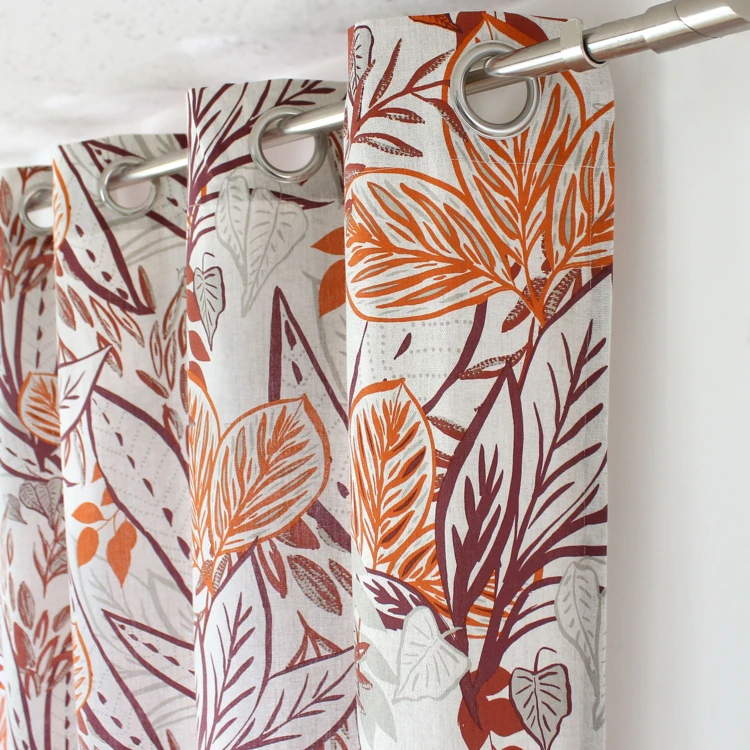 Rideau à oeillets coloré motif exotique