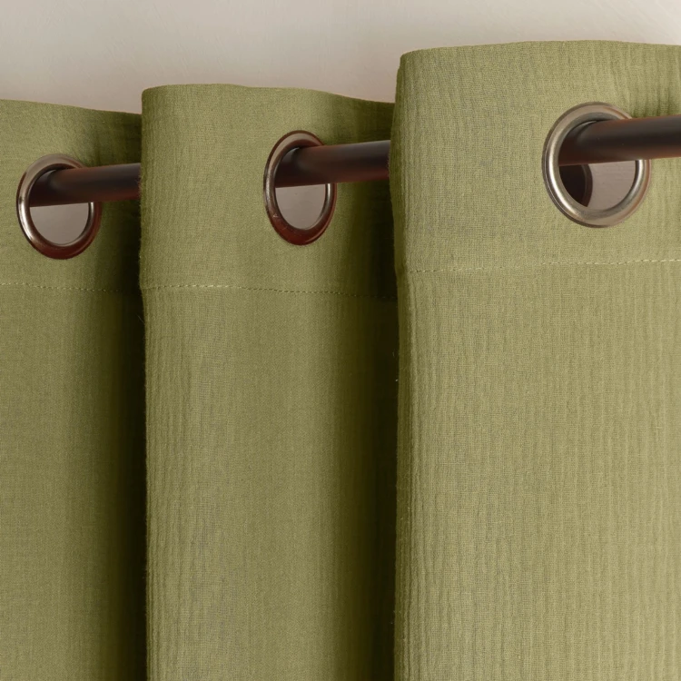 Cortina em tela de gaze de algodão com ilhós