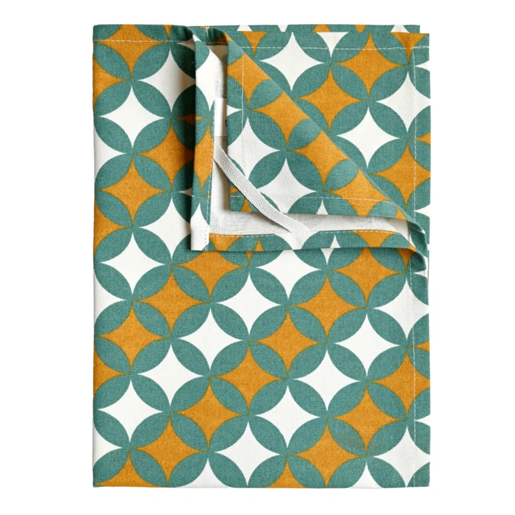 Torchons de cuisine motifs graphiques en coton