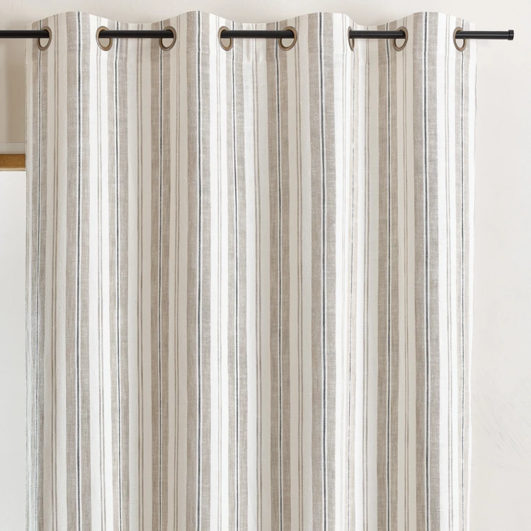 Rideau tamisant en coton flammé à rayures