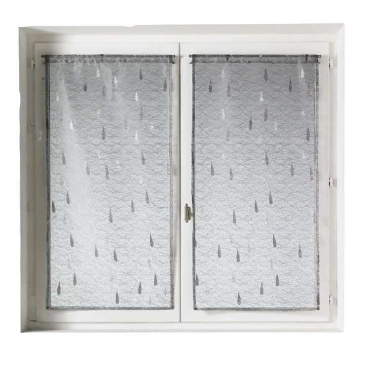 Paire de petits voilages Organza et Jacquard à motifs gouttes