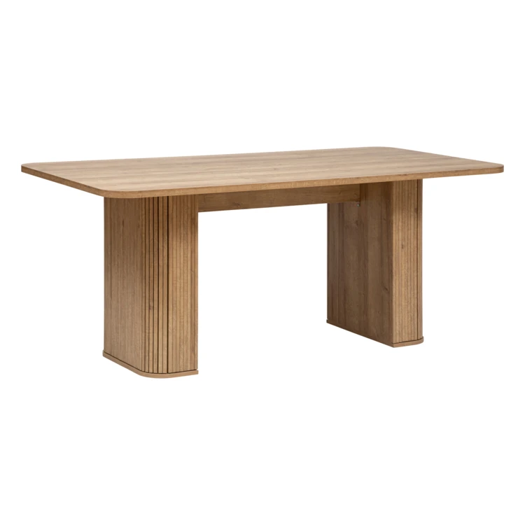 Eettafel met houtlook en gecanneleerde poten