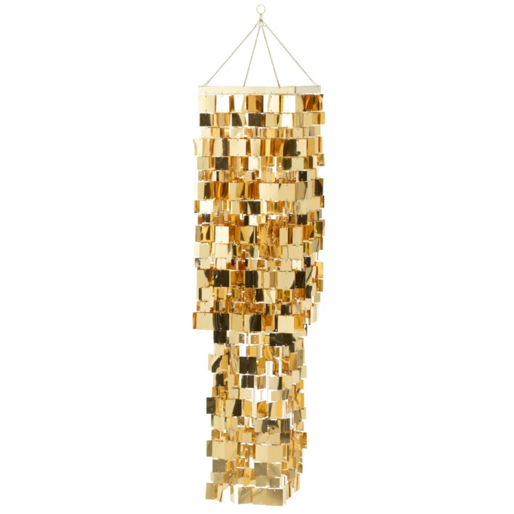 ABAT-JOUR CHANDELIER CARRÉ PVC DORÉ LARGE