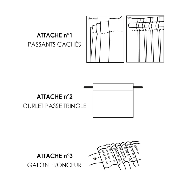 Rideau occultant thermique 3 couches à triple attache