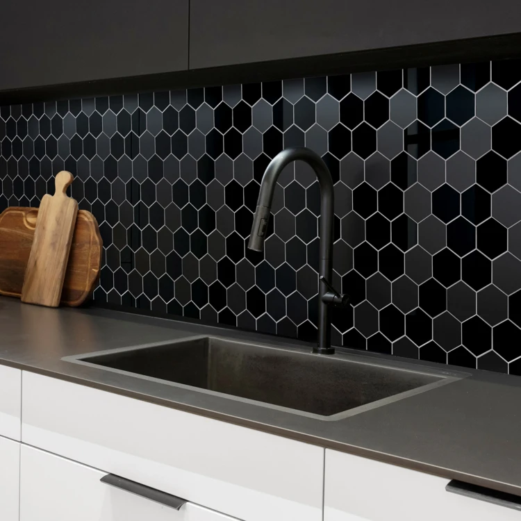 Crédence adhésive murale 3D effet carrelage hexagonal 4 pièces