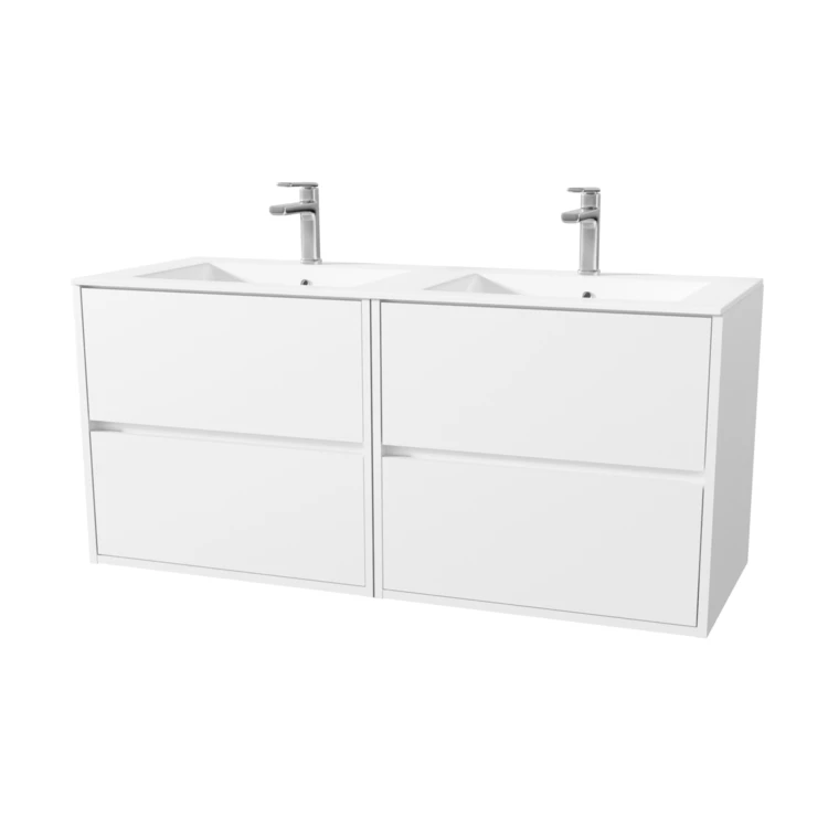 Meuble de salle de bains suspendu double vasque avec 4 tiroirs