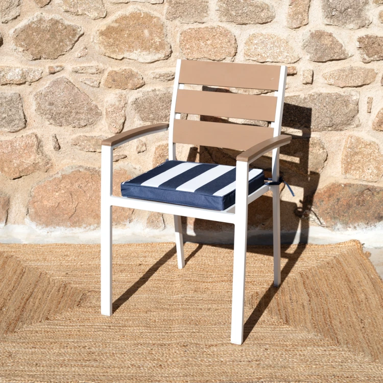 Galette de chaise imperméable déhoussable à rayures ARCACHON