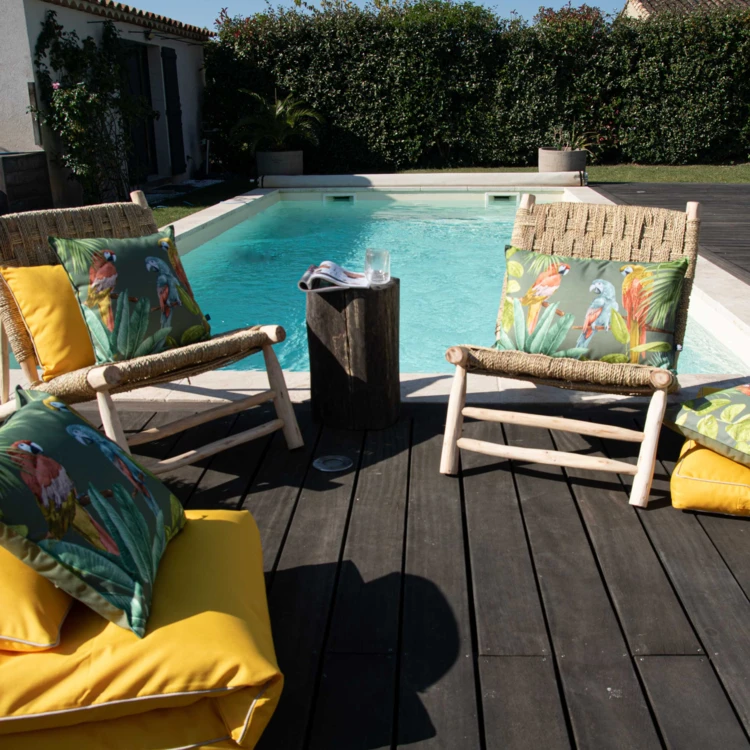 Outdoor-Kissen mit Papageien-Print