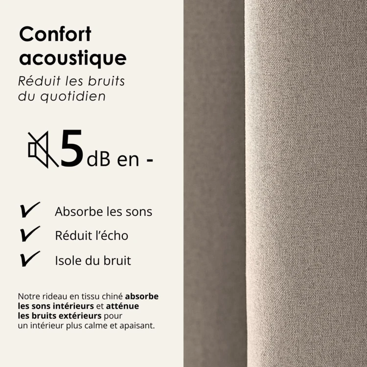 Rideau 100% occultant thermique phonique chiné