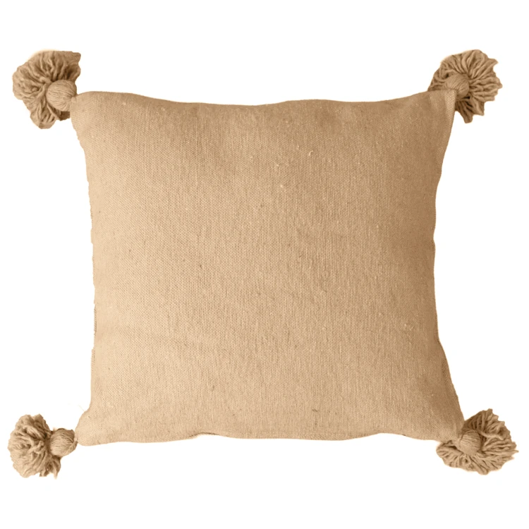Housse de coussin en laine à pompons