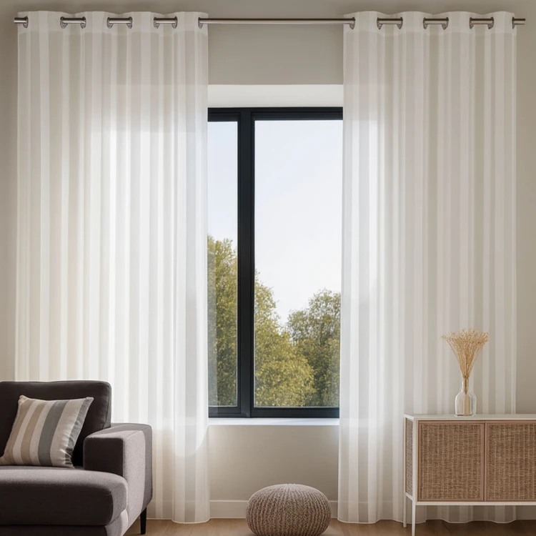 Voilage blanc à rayures ton sur ton