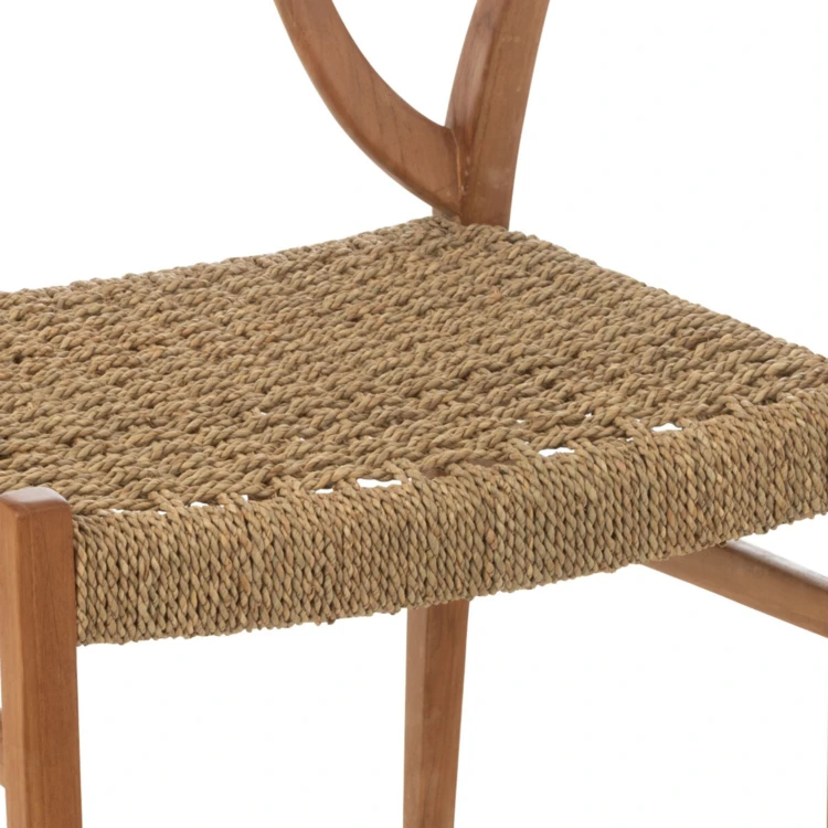 Chaise en bois de teck et rotin tressé