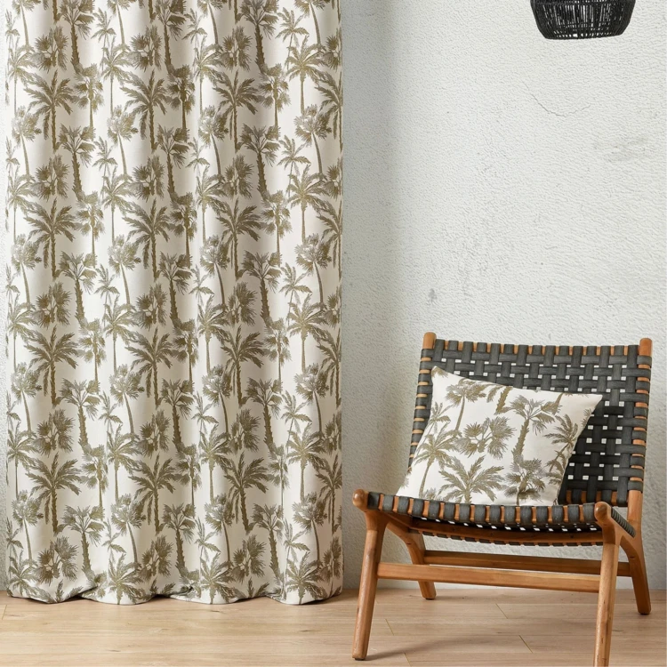 Coussin motif palmier tissé