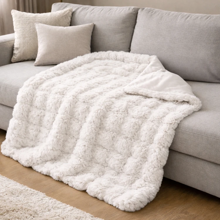 Plaid ultra doux 700 g/m² effet relief bubble