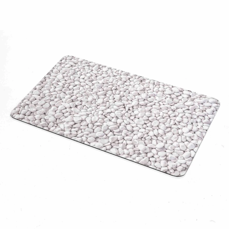 Tapis de bain ultra-absorbant imprimé galet antidérapant