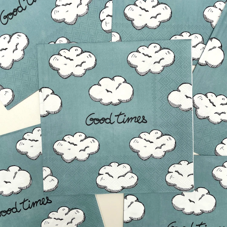 Set mit 20 Papierservietten mit Wolkenmuster