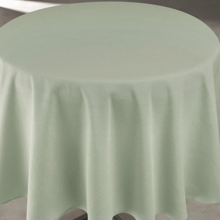 Nappe déperlante anti-taches effet lin pour table ronde