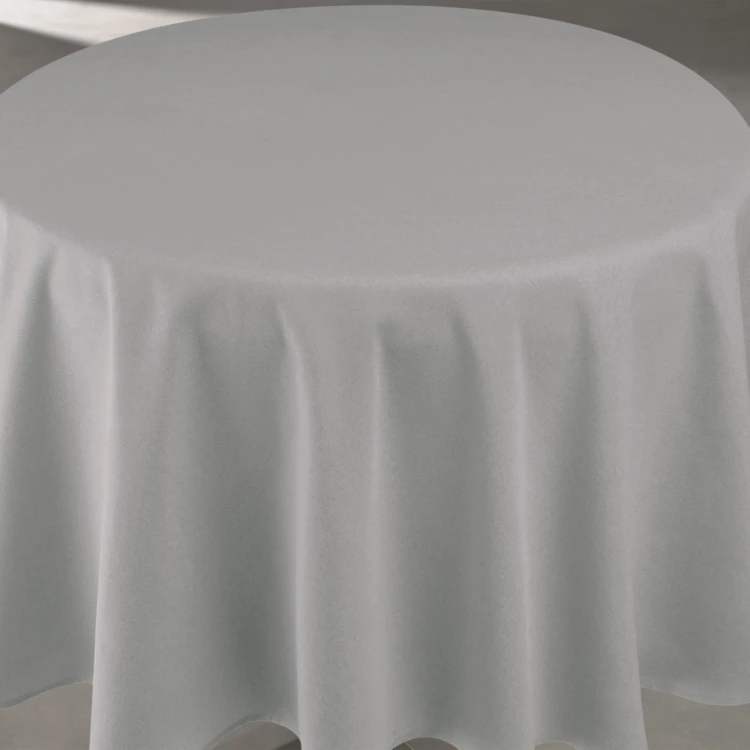 Nappe déperlante anti-taches effet lin pour table ronde