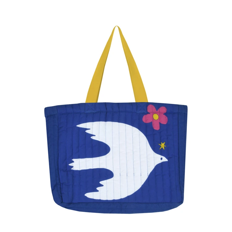 Sac cabas en textile imprimé oiseau