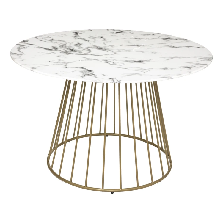 Mesa de comedor redonda de cristal templado efecto mármol