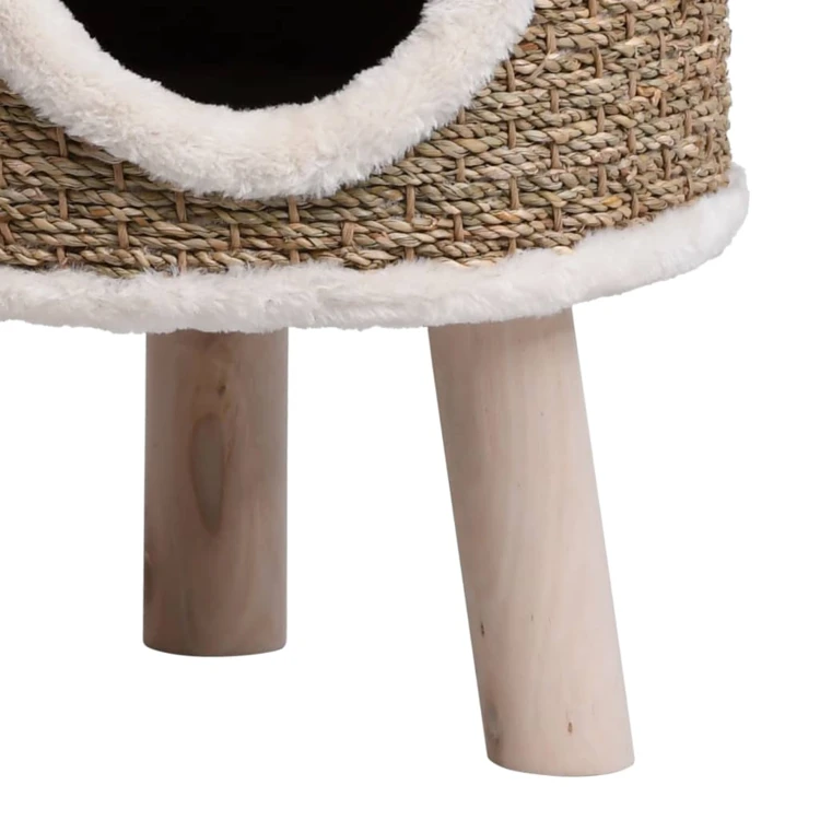 Casa para gatos con patas de madera, 41 cm
