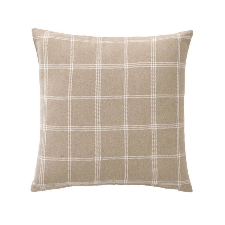 Coussin déhoussable à carreaux en poly-coton tissé