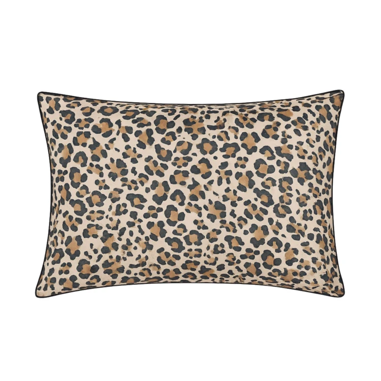 Funda de almohada de algodón percal con estampado de leopardo