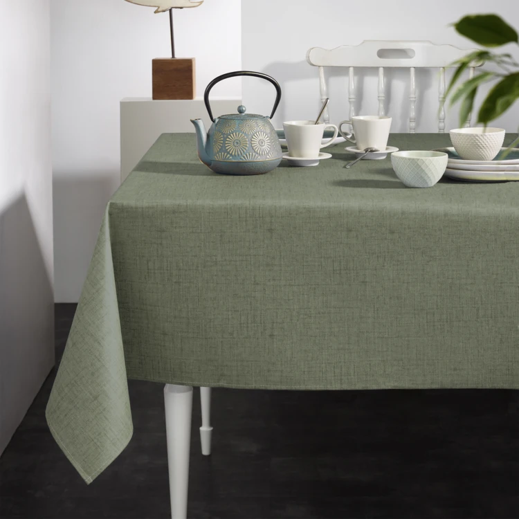 Nappe rectangulaire en polycoton enduit anti-tache unie