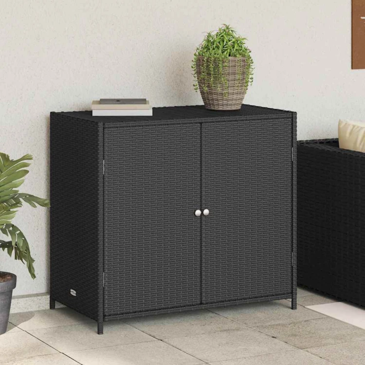Armoire de jardin en résine tressée avec double porte