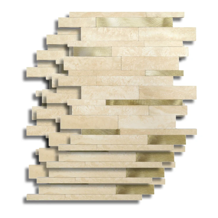 Crédence adhésive murale 3D motif lamelles 4 pièces