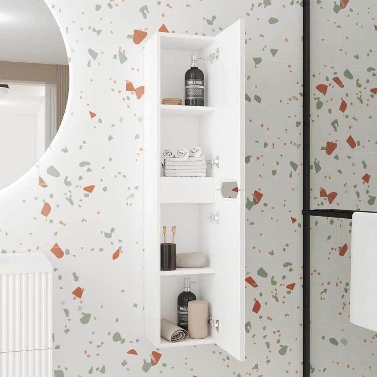 Colonne de salle de bains suspendue texturée et 2 portes