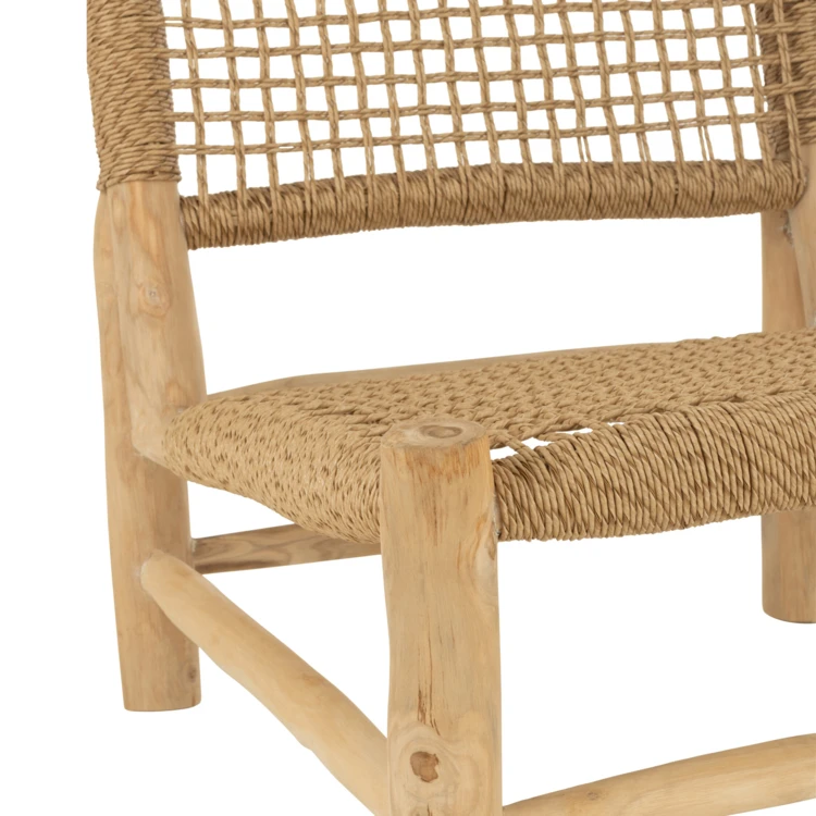 Fauteuil bas en bois et tressage
