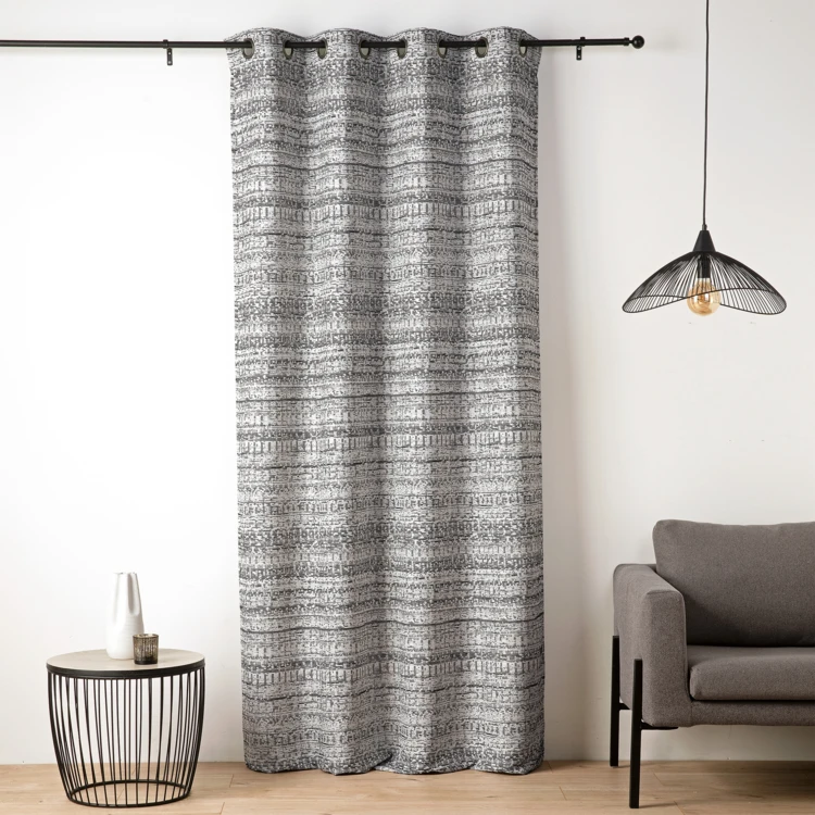 Cortina de jacquard texturizado de inspiración mineral con ojales