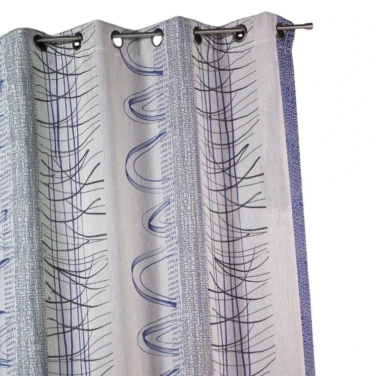 Rideau en jacquard à rayures verticales aux imprimés graphiques