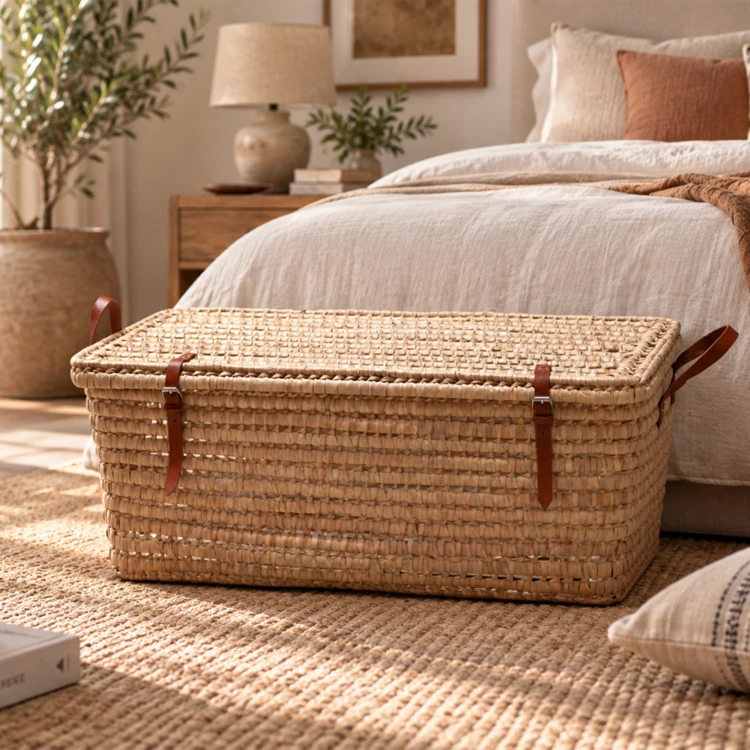 Malle de rangement fermeture cuir
