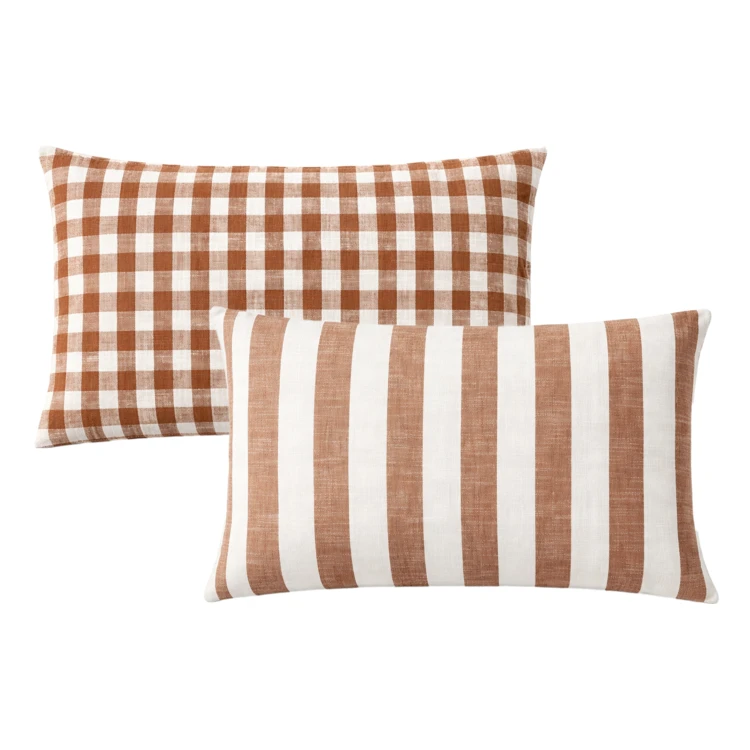 Capa de almofada 100% algodão riscas e gingham LOURMARIN