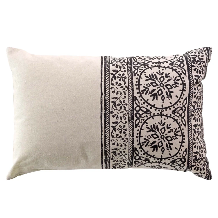 Coussin déhoussable en polycoton imprimé