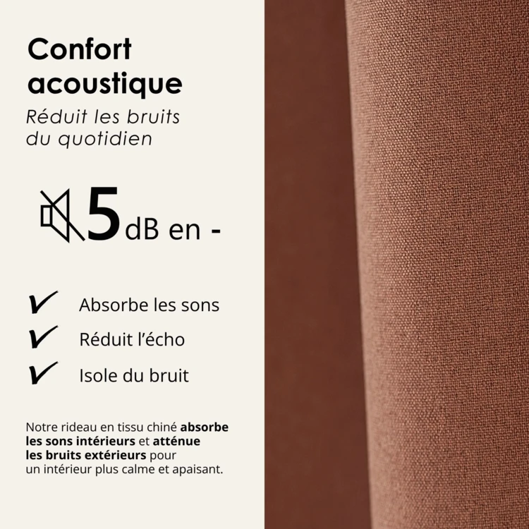 Rideau 100% occultant thermique phonique chiné