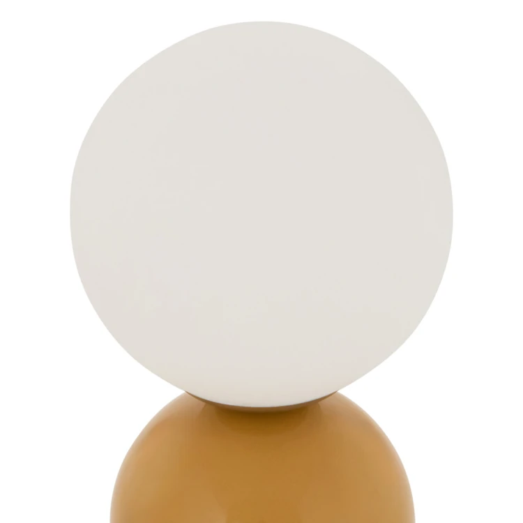 Lampe à poser avec globe opalin et base en acier