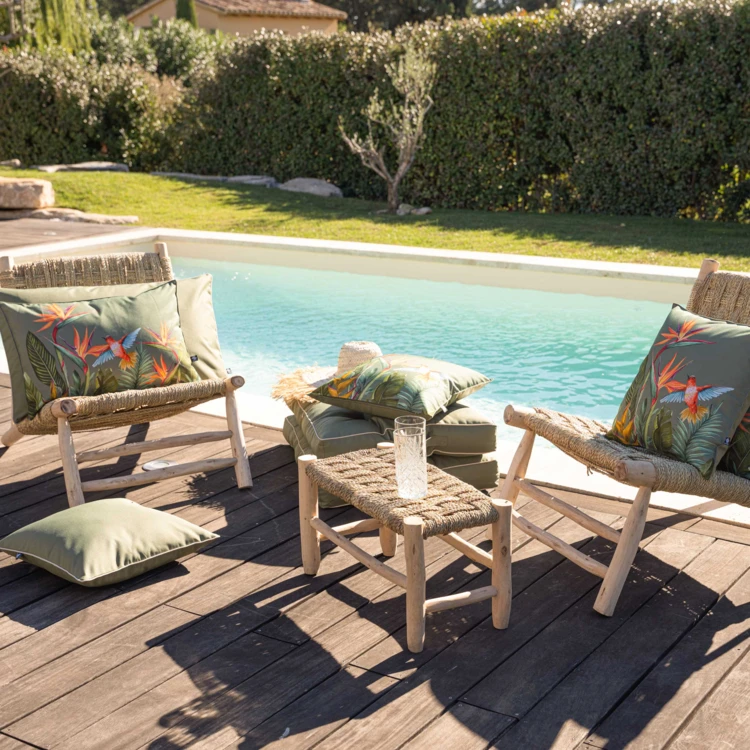 Coussin extérieur décoratif à motif exotique