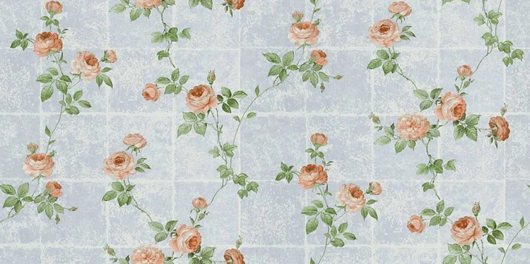 Papel pintado “rosal trepador” sobre fondo gráfico