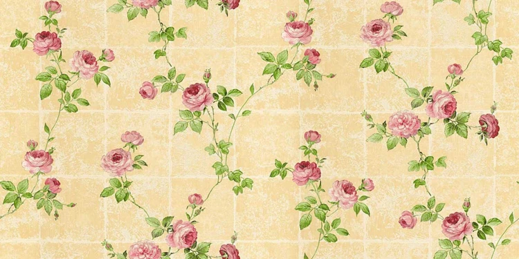 Papel pintado “rosal trepador” sobre fondo gráfico