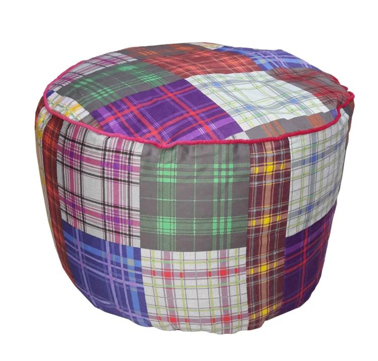 Pouf Rond Patchwork à Microbilles